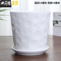 三维工匠多肉花盆陶瓷创意个性大号带托盘家用绿萝兰花北欧简约 单个更大号纯白气泡花盆 中等花盆容器