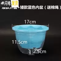 三维工匠绿萝专用花盆塑料加厚自动吸水透明懒人花盆创意室内储水花盆 矮款套装:蓝色(5个装)送棉绳 大花盆容器