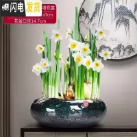 三维工匠新中式禅意铜钱水仙花专用水培花盆载植物好养创意陶瓷室内个 翡翠沧海桑田(小)水培花盆(不含水仙) 20-花盆容器