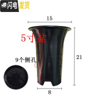 三维工匠园艺兰花盆塑料大中小号透气黑色带孔国兰君子兰墨兰花专用盆 5寸加黑色托盘 同规格10个(送网套)花盆容器