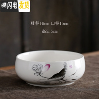 三维工匠简约无孔水培容器铜钱碗莲一叶莲塔竹巴西木特大号水仙花盆陶瓷 墨荷花器无孔 大花盆容器