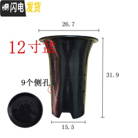 三维工匠园艺兰花盆塑料大中小号透气黑色带孔国兰君子兰墨兰花专用盆 12寸加黑色托盘 同规格50个(送网套)花盆容器
