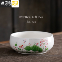 三维工匠简约无孔水培容器铜钱碗莲一叶莲塔竹巴西木特大号水仙花盆陶瓷 红荷花器无孔 大花盆容器