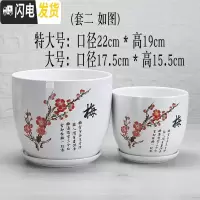 三维工匠陶瓷绿萝花盆家用好看大号个性创意室内简约吊兰 新款梅花(特大+大号)2件套 特大花盆容器