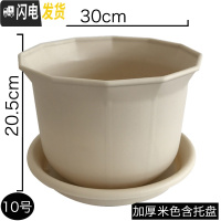 三维工匠花盆塑料加厚家用大号特大号阳台专用绿萝多肉吊兰树脂小花盆 10号米色30cm 中等花盆容器
