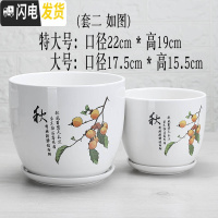 三维工匠陶瓷绿萝花盆家用好看大号个性创意室内简约吊兰 秋天(特大+大号)2件套 特大花盆容器