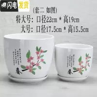 三维工匠陶瓷绿萝花盆家用好看大号个性创意室内简约吊兰 春天(特大+大号)2件套 特大花盆容器