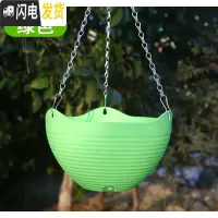 三维工匠垂吊挂式pp树脂塑料花盆吊盆挂盆吊兰花盆彩色绿萝盆栽挂式小花盆 绿色6个(含配件) 大号[口径20CM]花盆容器