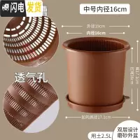 三维工匠君子兰蝴蝶兰专用花盆透气塑料树脂月季控根花盆 内径16cm咖色+咖托盘 中等花盆容器