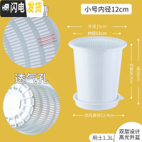 三维工匠君子兰蝴蝶兰专用花盆透气塑料树脂月季控根花盆 内径12cm白色+白托盘 中等花盆容器