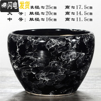 三维工匠陶瓷花盆特大号创意北欧风简约室内透气绿萝多肉植物花盆 苹果[结晶黑]送塑料托 大号(肚径20)花盆容器