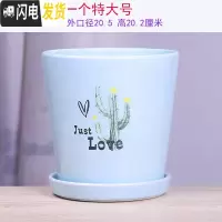 三维工匠两个大号花盆陶瓷带托盘清创意个性家用吊兰绿萝多肉绿植花盆 30-蓝掌一个21厘米 大花盆容器