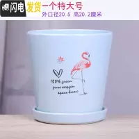 三维工匠两个大号花盆陶瓷带托盘清创意个性家用吊兰绿萝多肉绿植花盆 30-蓝鸟一个21厘米 大花盆容器