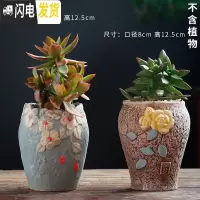 三维工匠多肉花盆陶瓷大号老桩花盆创意法师陶罐粗陶肉肉植物花盆 49蓝+13黄花 中等花盆容器