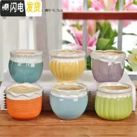 三维工匠多肉花盆陶瓷粗陶透气大口径大号盆栽创意小盆栽 骄阳花盆6件套 中花盆容器