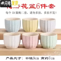 三维工匠多肉花盆陶瓷粗陶透气大口径大号盆栽创意小盆栽 花瓣花盆6件套 中花盆容器