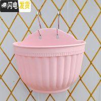 三维工匠阳台客厅悬挂墙式壁挂半圆创意绿萝吊兰式塑料花盆装饰送挂钩配件 粉色6个(送配件) 大号[长25cm]花盆容器