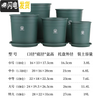三维工匠加仑盆二代加厚塑料树脂多肉绿萝家用阳台种花月季盆栽控根大花盆 [2个装]绿色(盆+托) 特大花盆容器