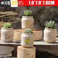 三维工匠陶瓷特小号多肉植物多色套装控型迷你多肉拇指肉肉花盆创意 浅墨绿色 中小花盆容器