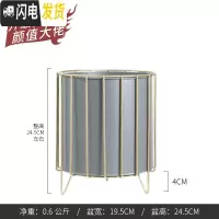 三维工匠轻奢风北欧花盆铁艺落地花盆金边网格款大植物器皿白色黑色灰色 灰色小号 小花盆容器
