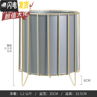 三维工匠轻奢风北欧花盆铁艺落地花盆金边网格款大植物器皿白色黑色灰色 灰色大号 大花盆容器