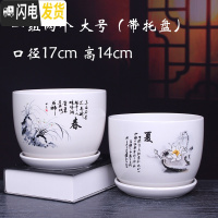 三维工匠花盆 陶瓷 大号带托盘创意个性绿萝阳台室内兰花家用多肉花盆 303春夏两个大号 大花盆容器