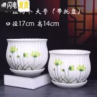 三维工匠花盆 陶瓷 大号带托盘创意个性绿萝阳台室内兰花家用多肉花盆 56501两个大号 大花盆容器