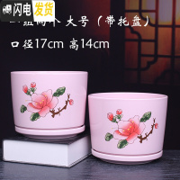 三维工匠花盆 陶瓷 大号带托盘创意个性绿萝阳台室内兰花家用多肉花盆 55104粉两个大号 大花盆容器