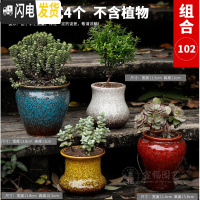 三维工匠多肉花盆陶瓷大号小老桩粗陶透气创意个性肉肉植物盆 款式6-组合102 大花盆容器