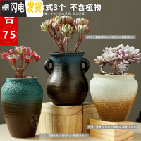 三维工匠多肉花盆陶瓷大号小老桩粗陶透气创意个性肉肉植物盆 款式24-组合75 大花盆容器