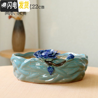 三维工匠韩式简约创意手工手绘捏花多肉花盆陶瓷花盆大小花盆 花色款28捏花 中花盆容器