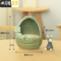 三维工匠韩式简约创意手工手绘捏花多肉花盆陶瓷花盆大小花盆 款04捏花 中花盆容器