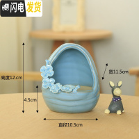 三维工匠韩式简约创意手工手绘捏花多肉花盆陶瓷花盆大小花盆 款21捏花 中花盆容器