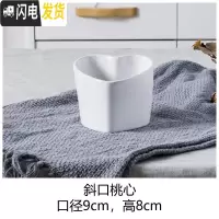 三维工匠多肉花盆 ins白色简约陶瓷大花盆 定制logo小花盆 斜口桃心盆 中等花盆容器