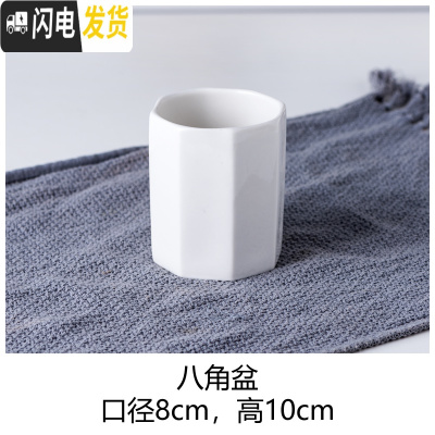 三维工匠多肉花盆 ins白色简约陶瓷大花盆 定制logo小花盆 红色八角盆 中等花盆容器
