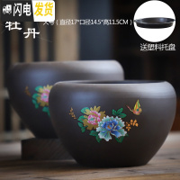 三维工匠紫砂兰花盆特大口径君子兰盆陶瓷兰盆专用盆带托盘 牡丹紫砂大号两个 大花盆容器