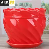 三维工匠中国风大红色陶瓷花盆批有孔/喜庆花盆纯红个性创意花盆/免邮 77117/大红 大花盆容器