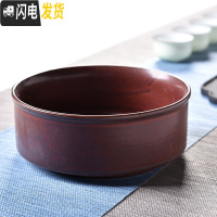 三维工匠水仙花盆陶瓷无孔铜钱碗莲睡莲水培绿萝容器大号玻璃多肉盆批发 直款素陶茶洗-紫金红 大花盆容器