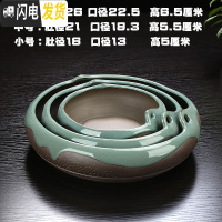 三维工匠无孔水仙花盆载铜钱大盆碗莲水培植物花盆陶瓷多肉简约创意红色 SP-01哥窑(单个) 大花盆容器