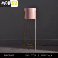 三维工匠北欧简约铁艺落地式客厅金属花盆装饰摆设绿萝植物花架花瓶摆件大 大号粉色桶+金色架 中花盆容器