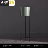 三维工匠北欧简约铁艺落地式客厅金属花盆装饰摆设绿萝植物花架花瓶摆件大 大号绿色桶+黑色架 中花盆容器