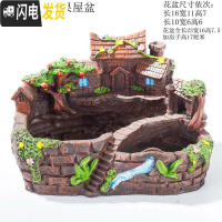 三维工匠创意个性中大号口径多口高房子老桩微景观家用延熹多肉肉植物花盆 大号棕色红果多口盆 中等花盆容器