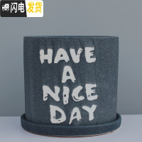 三维工匠粗陶瓷花盆带托盘绿萝吊兰花多肉大号家用室内简约 字母墨兰+配陶瓷托盘 中号直径16.5cm高17花盆容器