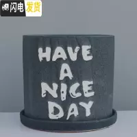 三维工匠粗陶瓷花盆带托盘绿萝吊兰花多肉大号家用室内简约 字母墨兰+配陶瓷托盘 中号直径16.5cm高17花盆容器
