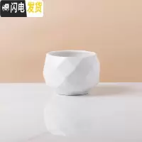 三维工匠多肉花盆创意个性大理石纹陶瓷植物肉肉北欧小花盆大口径带托盘 白色菱形 特大花盆容器