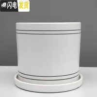 三维工匠粗陶瓷花盆带托盘绿萝吊兰花多肉大号家用室内简 亚光白黑线+配陶瓷托盘 大号直径20.5cm高20花盆容器