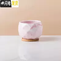 三维工匠多肉花盆创意个性大理石纹陶瓷植物肉肉北欧小花盆大口径带托盘 红色菱形带竹托 特大花盆容器