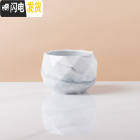 三维工匠多肉花盆创意个性大理石纹陶瓷植物肉肉北欧小花盆大口径带托盘 灰色菱形 小花盆容器