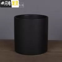 三维工匠ins北欧风格简约圆柱黑白色哑光带托盘陶瓷多肉 无托盘哑光黑款 特大号·口径18cm高花盆容器
