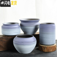 三维工匠粗陶透气紫砂多肉老桩陶瓷大号大口径创意肉肉植物小花盆 紫云-艺韵复古紫砂4个 大花盆容器